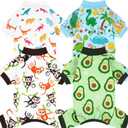 XPUDAC 4 Pack Dog Pajamas Soft Strechy Summer Doggie Clothes for Small Medium Dogs Boy Girl Cat Apparel-Small