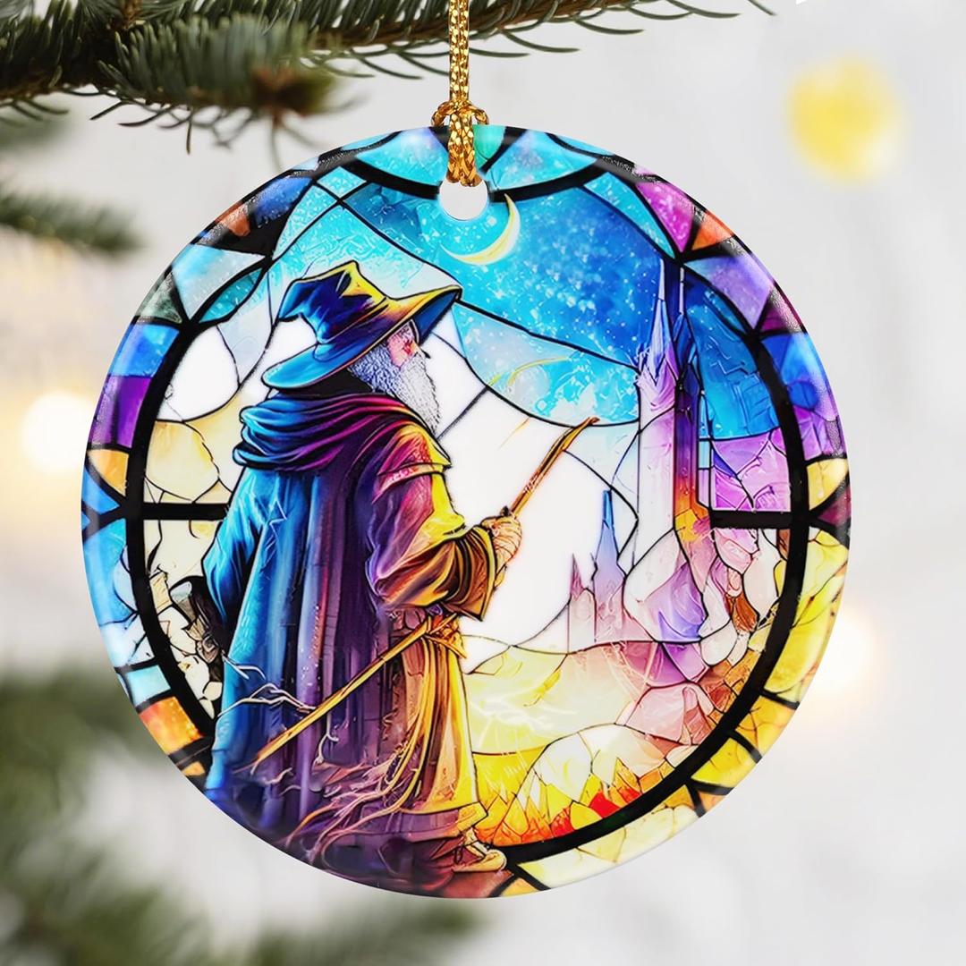 Christmas Ornaments, Dodosky 2.8in Ceramic Hanging Ornament, Xmas Decor, Christmas Tree Ornaments, Xmas Decorations for Tree, Holiday Ornament, Gift Ideas, Gifts for Women Men Friends (Wizard)