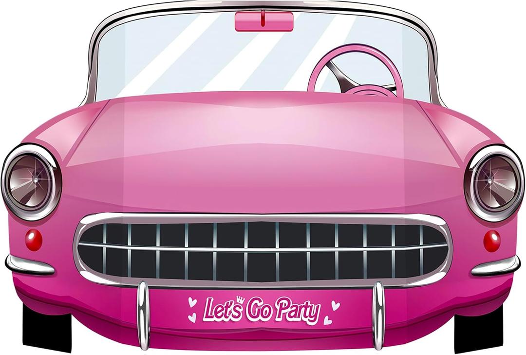 Pink Cars Convertible Photo Booth Props Doll Party Decorations Decor Party Favors for Girls Doll Princess Birthday Party