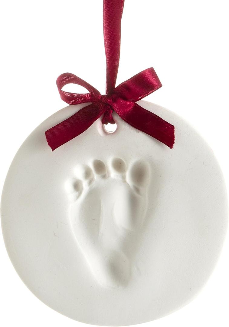 Pearhead Babyprints Ornament, Baby's First Christmas Holiday Keepsake, Newborn Handprint or Footprint Clay Kit, Easy No-Bake DIY Impression, Gender-Neutral Baby Gift