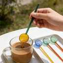 4-Pack Cute & Beautiful Handmade Colorful Glass Stirring Spoons - Reuseable High Borosilicate Glass Spoons for Coffee Tea Cocktails Desserts (Assorted Vibrant Tones) (Style: A)