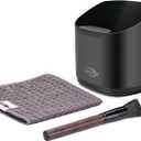 IKAPE Espresso Kit 3 IN 1, Espresso Knock Box, Cleaning Towel & Brush for Barista-Grade Maintenance - Black Espresso Machine Coffee Puck Disposal Box