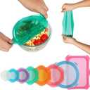 Silicone Stretch Lids for Food Storage in Fridge, Reusable Elastic Bowl Covers for Cup, Cans, Jars, Round & Rectangle Container, Food Grade Silicone Microwave Food Cover, Heat-Resistant, 8PCS