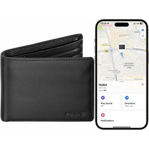 HiWe Anti-Lost Bifold Men Wallet with Find My, Genuine Leather, RFID, Original Design, Black