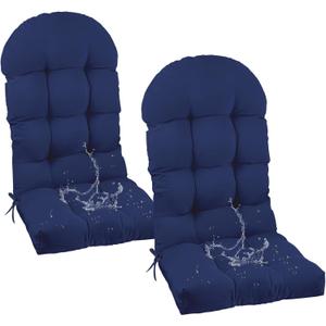 Outdoor Rocking Chair Cushions for Outdoor Furniture Set of 2 Thick Tufted Adirondack Chair Cushion with Ties Indoor Navy Blue Lawn Chair Cushion for Home Decoration,47"*19.68"*3.9"
