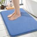 OLANLY Thick Memory Foam Small Bathroom Rugs 24x16, Extra Soft Absorbent Bath Rug, Quick Dry Bath Mat, Non-Slip, Machine Washable Mat for Floor, Tub and Shower, Home Decor Accessories, Cornflower Blue