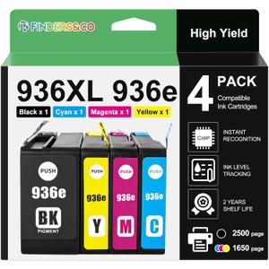 F FINDERS&CO 936e 936XL Ink Cartridges with Chip High Yield Compatible HP Officejet pro 9125e 9120e 9135e 9128e 9130e 9130b 9730e 9110b 9122e Printer (BK/C/M/Y)