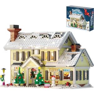 Christmas Holiday House Building Set, LED DIY Christmas Holiday Snow Village, Christmas House Compatible with Lego Gifts for Boys, Girls, Family, and Friends (1156pcs)