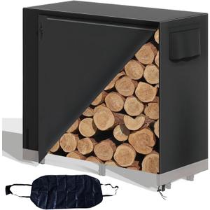 Firewood Rack Cover Firewood Rack Cover, Firewood Cover with Zipper and Open Front Cover, 4FT Firewood Cover with Portable Firewood Pocket