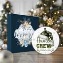 2 x Hunting Crew Ornament 2025  Born to Hunt Forced to Work Funny Hunter Ornament for Men, Dad, Husband, or Grandpa  Camo Santa Hat Deer Antler Design, Outdoor Sportsman Christmas Ornament, Rustic Gift