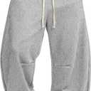 JEMLDL Men's Baggy Sweatpants Wide Leg Barrel Sweat Pants Drawstring Elastic Waist Loose Fit Slacks with Pockets M