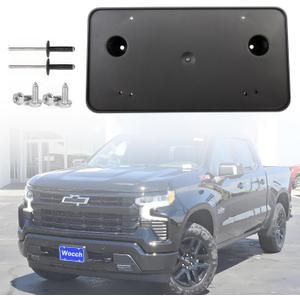 Front License Plate Frame for 2022 2023 2024 2025 2026 Chevy Silverado 1500 Front Bumper License Plate Holder Mounting Bracket Cover Replace# 86772168 Partslink# GM1068250