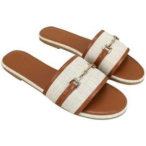 Verdusa Women's Open Toe Slides Single Band Slip On Flat Sandals Summer Shoes 7.5