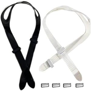 CALIDAKA 2pcs Universal Replacement Part Mask Swimming Goggles Silicone Strap Snorkel, Swimming Glasses Silicone Strap Accessories for Diving Swim(Black+Transparent)