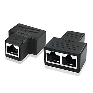 Ethernet Splitter Adapter, 1 to 2 Port, Supports Cat5, Cat5e, Cat6, Cat7 Cables - 2 Pack