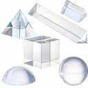 QFkris 6 Pack K9 Optical Crystal Photography Prism Set, Include 50mm Crystal Ball, Cube,Optical Pyramid, 50mm & 150mm Triangular Prism,60mm Dome Magnifying with Cloth for Teaching, Playing