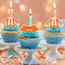 48 Pcs Orange Cartoon English Accessories Cupcake Ring Cartoon Birthday Decorations Orange English Cake Topper Ring Cupcake Topper for Birthday Baby Shower Party Decorations