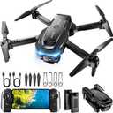 Drone with 1080P Camera - Foldable Remote Control Quadcopter with Gesture Control, 3D Flip, One Key Start, Emergency Stop, 2 Batteries, Easier to use, Toy for Adults Beginners, Black