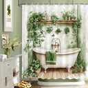 MEHOFOND St. Patrick's Day Shower Curtain Green St Patrick Shower Curtain for Bathroom Lucky Shamrock Bathroom Decor Irish Clover Farmhouse Bathtub Decor Fabric Waterproof Bath Curtain 72x72 Inch
