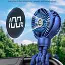 KIDEE Portable Baby Stroller Fan, Mini Baby Clip on Fans, LED Display, 360 Rotate Flexible Tripod, Rechargeable Small Personal Handheld Fans Cooling Desk Fan for Car Seat Crib Treadmill Travel (Blue)