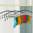 Pants Hangers - 2Pcs Clothes Racks for Hanging Clothes with 10 Clips Space-Saving Metal Legging Organizer Hangers for Yoga Pants Jeans Activewear (Black#02)