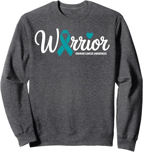 Warrior Survivor Ovarian Cancer Awareness Month Teal Ribbon Sweatshirt Large 