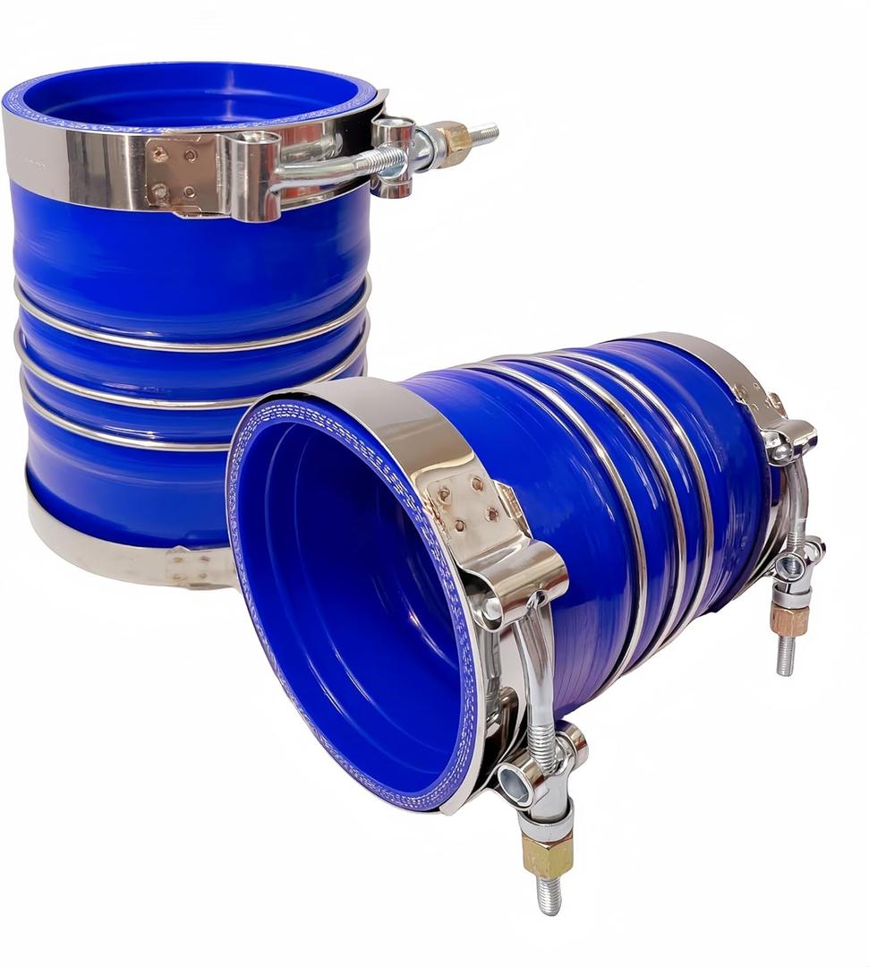 Silicone Charge Air Cooler Hump Hose 4" X 6" Heavy Duty Intercooler Hoses Boot Kit with T-bolt Clamps Set for Class 7 & 8 Trucks and Semi Trucks, 2PCS (Blue)