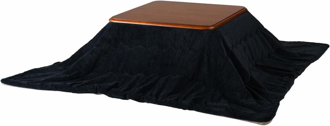 PaletteLife Kotatsu Comforter 79" x 79" (200x200cm), Reversible Herringbone Heated Table Blanket, Lightweight Brushed Polyester Futon Duvet, Cozy Japanese Floor Bedding, Scandinavian Style, Navy, Square