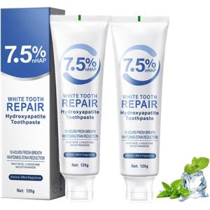 2 x 2Pcs Hydroxyapatite Toothpastes, Hydroxyapatite Toothpastes for Enamel Protection and Tooth Strengthening, Gentle Mint, Fresh Breath, Daily Use for Oral Health, 4.23oz