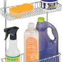 mDesign Over Cabinet Kitchen Storage Unit - Practical Organiser with Stainless Steel Storage Baskets - Hanging Cupboard Organiser for Cleaning Supplies and Cookware - Chrome