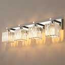 Modern 4-Light Chrome Crystal Bathroom Vanity Light Fixtures