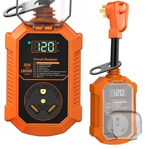 30 Amp RV Surge Protector, 18000J RV Circuit Analyzer with Real-Time LED Display, Voltage Monitoring IP68 RV Adapter Plug with Waterproof Cover for Camper Travel Trailer