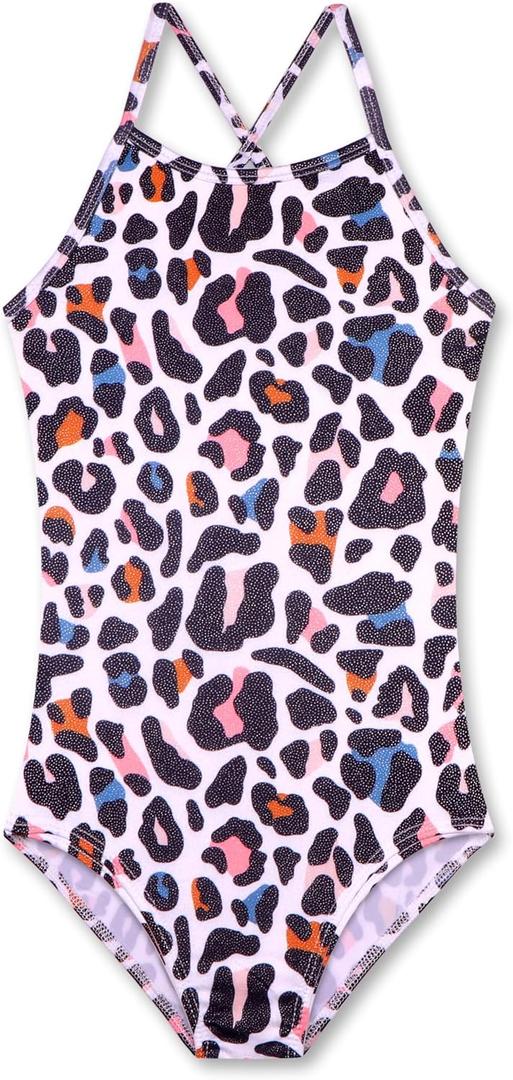 LUOUSE Swimwear for Girls Swimsuits Quick Dry Cross-Back Adjustable Strap Bathing Suit for Kids 8-9 Years