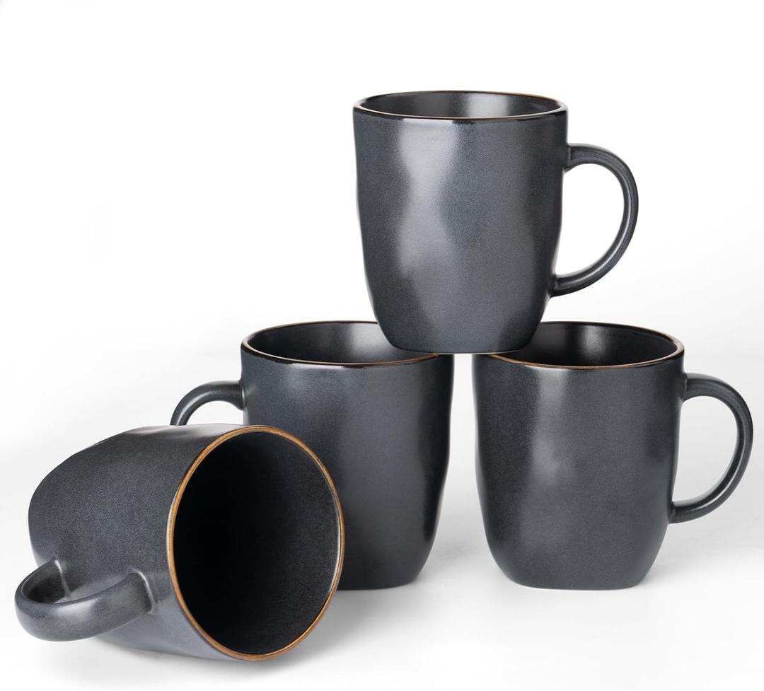 famiware Coffee Mugs Set of 4, Ocean Square 13oz Coffee Cup Set with Handle for Cocoa, Milk, Hot Chocolate, Tea, Water, Stoneware Cups for Kitchen, Microwave and Dishwasher Safe, Matte Black famiware Coffee Mugs Set of 4, Ocean Square 13oz Coffee Cup Set with Handle for Cocoa, Milk, Hot Chocolate, Tea, Water, Stoneware Cups for Kitchen, Microwave and Dishwasher Safe, Matte Black