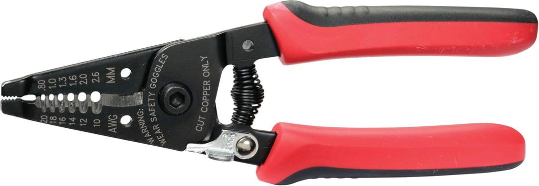 Gardner Bender GS-360 Electrical Wire Stripper & Lock Tool, Comfort Grip, Solid & Stranded Wire, 10-20 AWG,Red