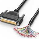 JUXINICE DB37 Male to Bare Wire with Cable Marker, 26AWG 6.6FT, D-SUB 37-Pin Connector to Single end Cable with Terminal,Multicore 37 Wire All Provided with Wiring Terminals-Black