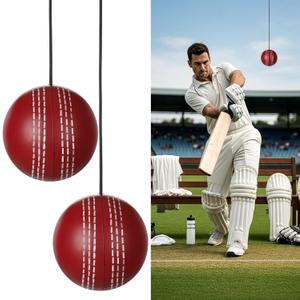 3 Pcs Cricket Hanging Ball PU Cricket Practice Ball with Cord for Outdoor Indoor Practice Hand Eye Coordination Easy to Hang Enhances Batting Skills Family Fun Honing Skills