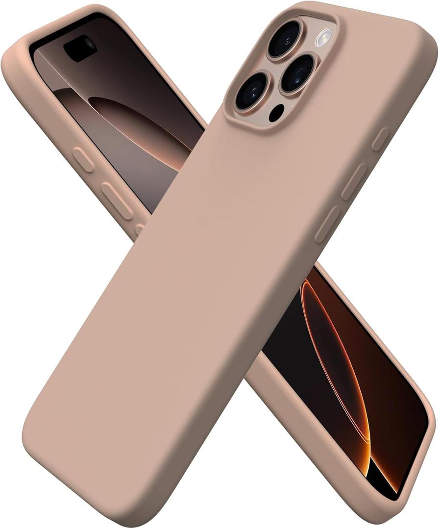 ORNARTO Compatible with iPhone 16 Pro Max Case 6.9", Slim Liquid Silicone 3 Layers Soft Gel Rubber Shockproof Protective Cover with Anti-Scratch Microfiber Lining-Nude Taupe