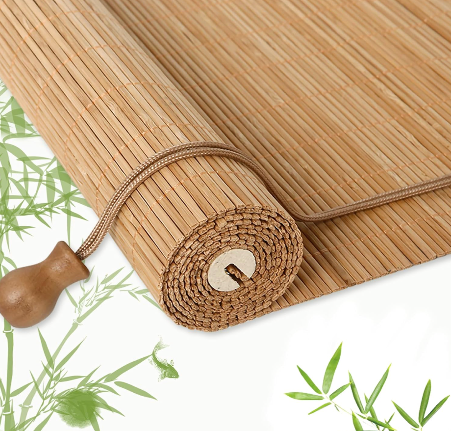 Bamboo Blinds for Interior Windows, Custom Bamboo Shades for Indoor Windows, Roller Shades for Indoor Window and Outdoor Patio, Easy to Install for Decks, Porches, Backyards