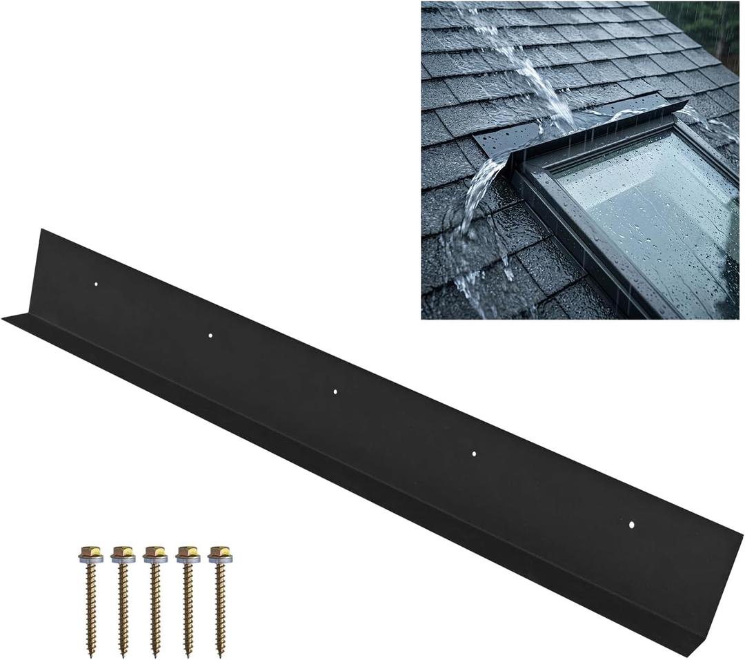 1 pcs Rain Diverter for Roof: 39 Inch Gutter Guard with Nails, Water Diverter for Door or Windows or Chimney