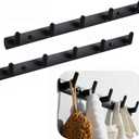 Wall Mounted Coat Racks with 5 Hooks Hanging Holder Towel Rack 17.7"x1.3" Modern Black Hanging for Clothes Entryway Bathroom (5 Hooks(2 Packs))