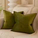 JUSPURBET 22x22 Pillow Covers Set of 2 Decorative Throw Pillow Covers Case for Couch Sofa Bed Soft Velvet Cushion Covers with Hidden Zipper for Home Decor Living Room,Olive