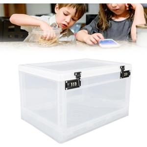 Medicine Lock Box for Safe Medication, Lock Box Food Storage Container, Lockable Storage Box with 3 Digit Combination Lock for Home Dorms School Office (Transparent White)