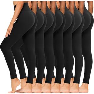 Syrinx 7 Pack Leggings for Women - High Waisted Tummy Control Soft Yoga Pants for Workout Running, S-M