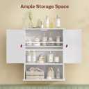 TEENFON Bathroom Wall Cabinet, Over The Toilet Space Saver Storage with Barn Doors & Adjustable Shelf, Hanging Medicine Cabinet, White 7.1" D x 15.4" W x 19.3" H