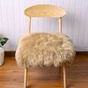 Softlife Beige Faux Fur Sheepskin Chair Cover Fur Rug Seat Cushion Chair Pad Super Soft Area Rugs for Living Room Bedroom Dorm Home Decor Fall Decor (1.6ft x 1.6ft)