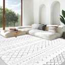 Area Rug for Living Room 9x12: Large Washable Boho Moroccan Rugs Geometric Neutral Rug, Non-Slip Foldable Morden Farmhouse Indoor Floor Carpet for Bedroom Dining Table HomeDark Grey,9X12