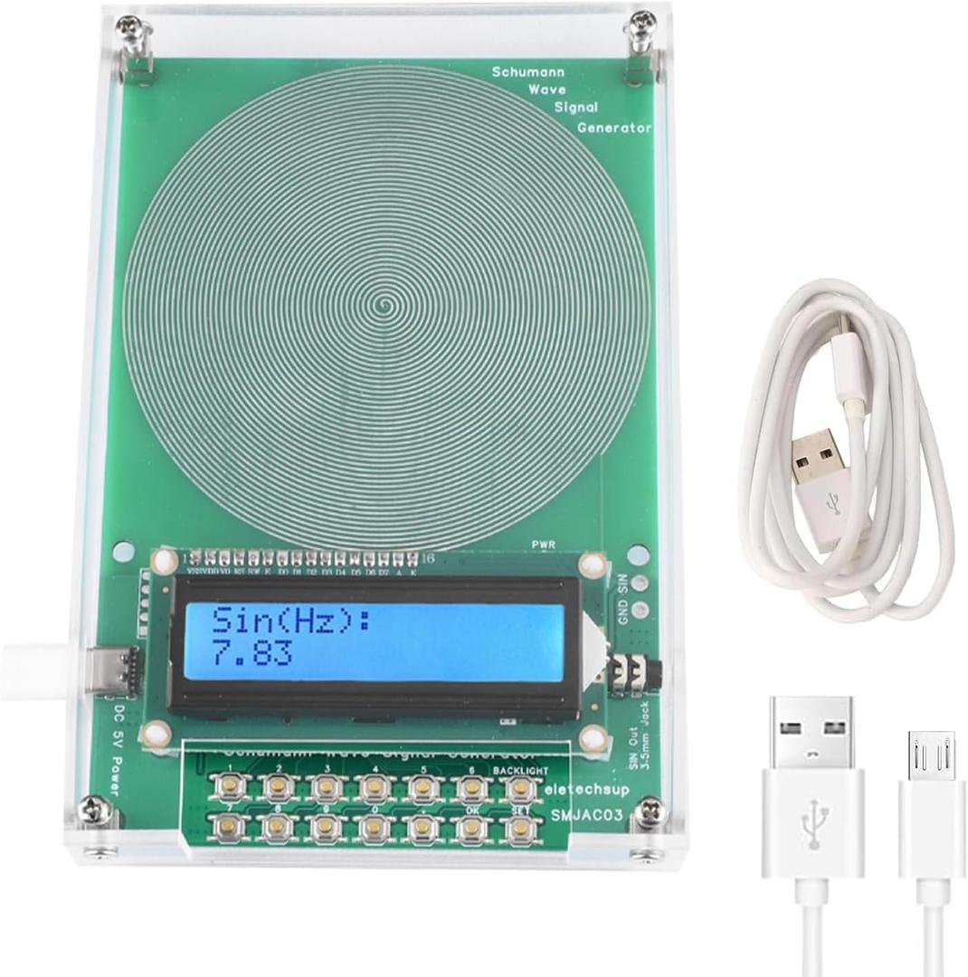 7.83Hz Frequency Generator for Healing, 0.1HZ-100000Hz Adjustable Schumann Wave Resonance Generator, Sine Signals Frequency Healing Device USB Powered Sound Frequency Machine (Green)