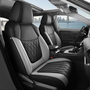 FREESOO Custom Leather Seat Covers for Toyota RAV4 2019-2025 Hybrid | XLE/LE/Limited/XLE/Premium, Full coverage, Airbag compatible, Pet-friendly, Scratch-resistant, Easy-to-clean, Full set