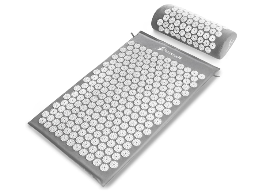 ProsourceFit Acupressure Mat and Pillow Set for Back/Neck Pain Relief and Muscle Relaxation, Grey